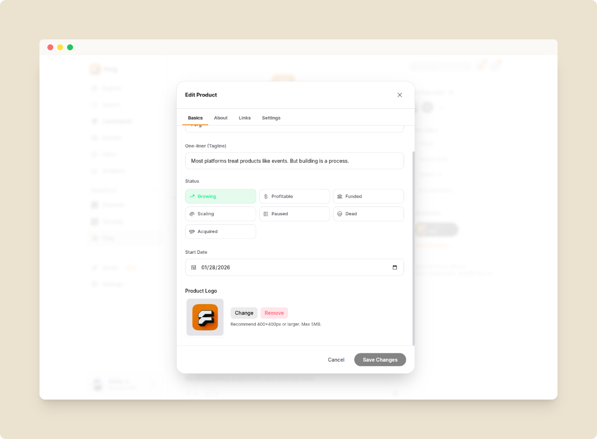 Edit Product Status